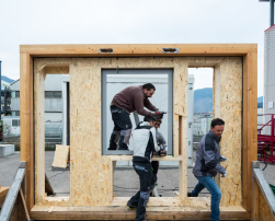 Dismantling of a wooden model facade