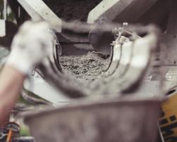 Cement flowing at construction site