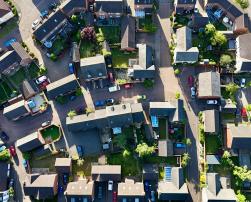 An areal view of a neighbourhood 