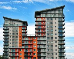 A coloured tall building