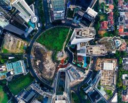 Tall buildings in a circle