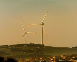 A small town near wind turbines