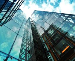 A tall glass building