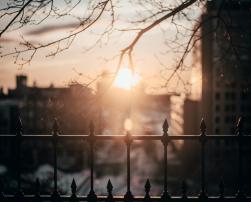 A sunset in the city