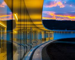 A glass wall building