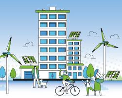 people walking in a sustainable city